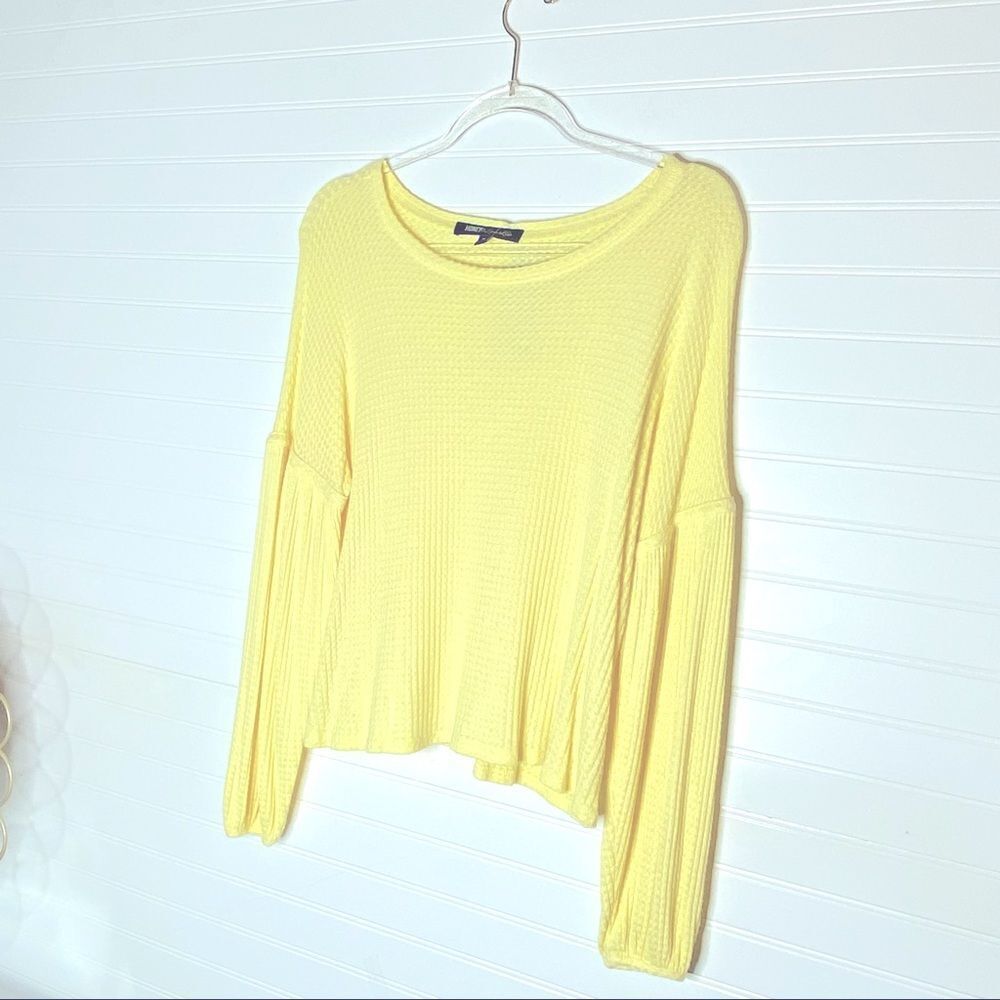 Honey & Sparkle Waffle Knit Yellow Blouse
